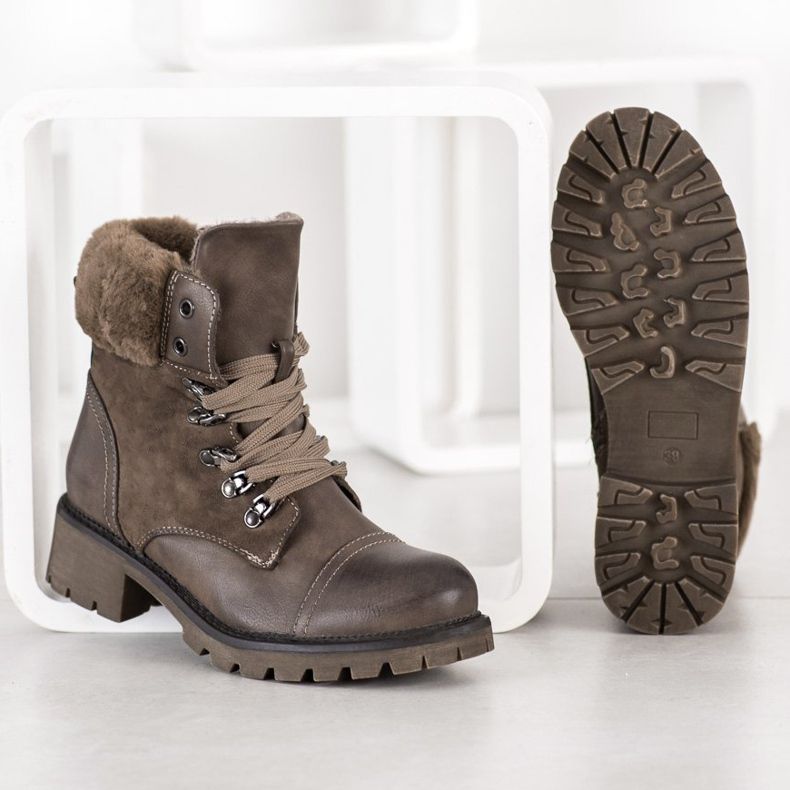 Super Mode Bottes chaudes et nouées gris 1