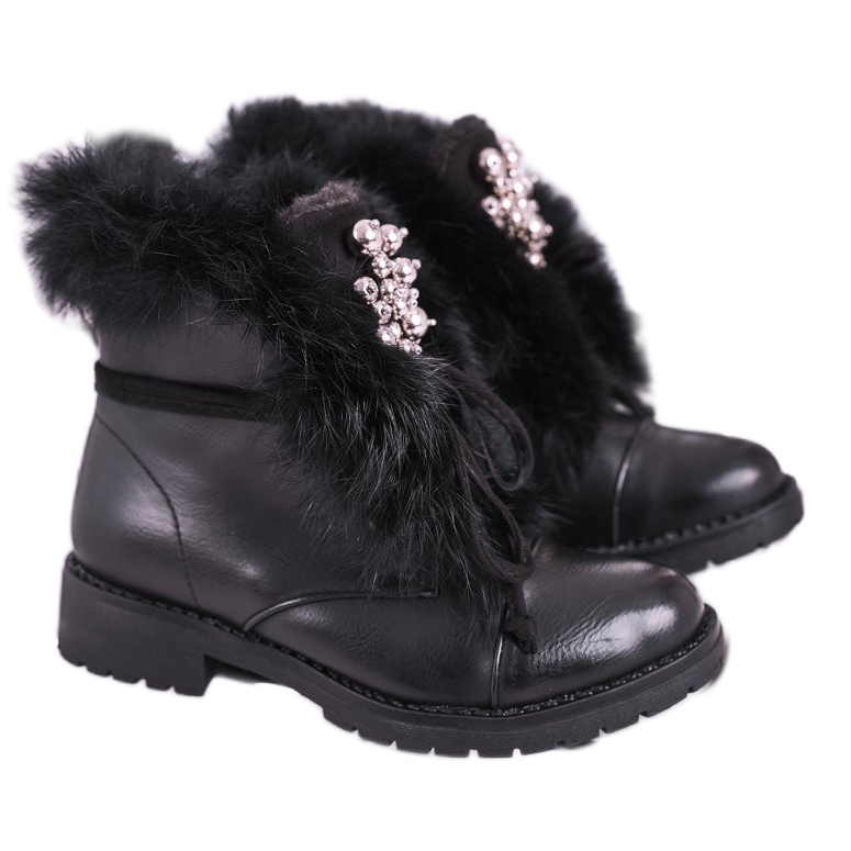 MSMG Bottes Chaudes Enfant Noir Fourrure CT900A Ella 1