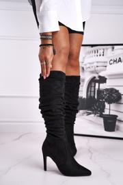 SEA Bottines Femme À Talons Hauts En Daim Noir BM217 Dynamic 1