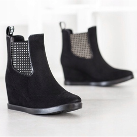 Bona Bottines à enfiler sur un coin le noir 1
