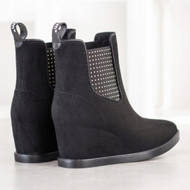 Bona Bottines à enfiler sur un coin le noir 2