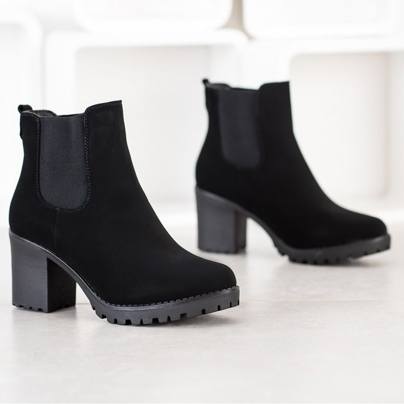 Queentina Bottines Chelsea en textile sur un pilier noir 1