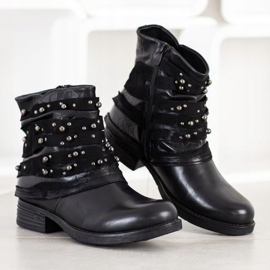 Queentina Bottes confortables avec décorations noir 1