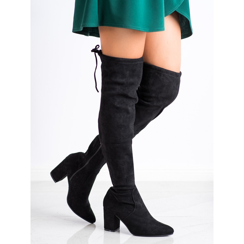 SHELOVET Cuissardes à talons hauts noir 2