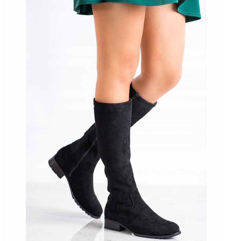 SHELOVET Bottes en daim confortables le noir 1