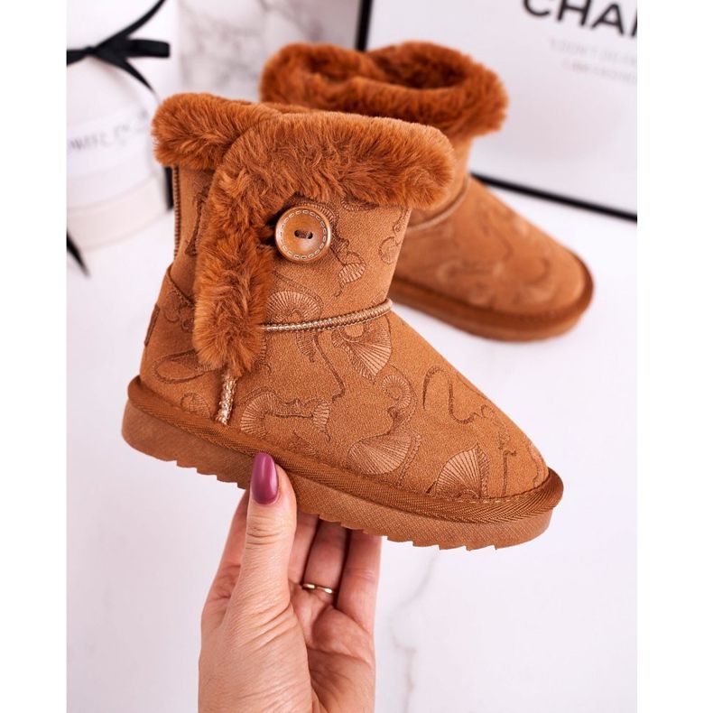 Apawwa Bottes De Neige Enfant Avec Fourrure Et Bouton Marron Kawai brun 1