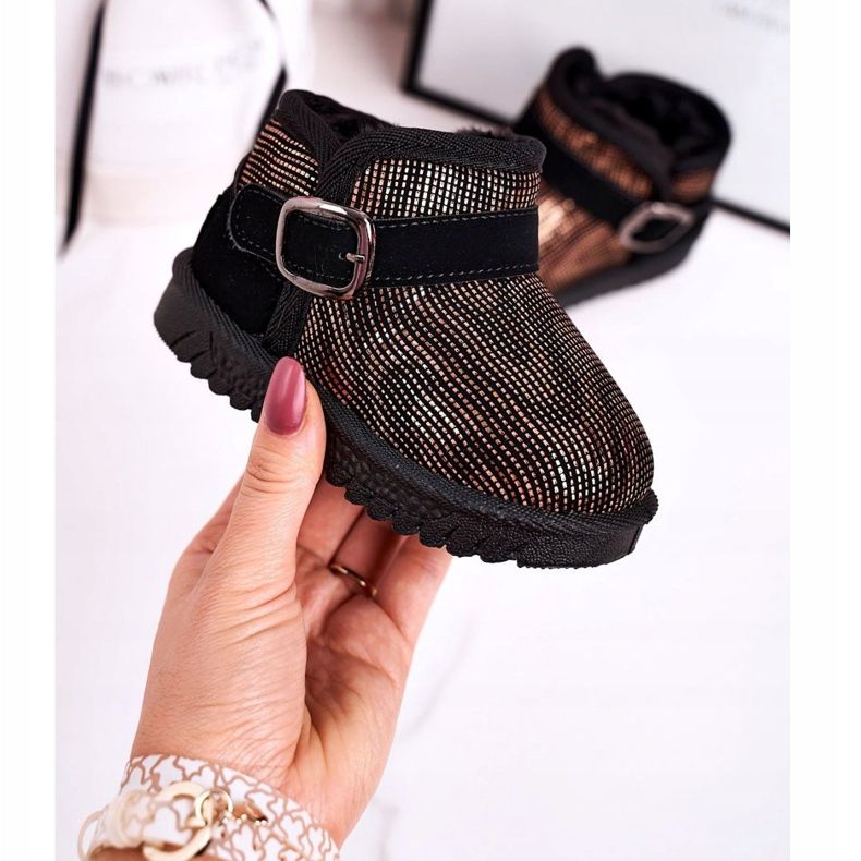 Maiqi Bottes De Neige Enfant Avec Fourrure Doré Noir Dreamy 1
