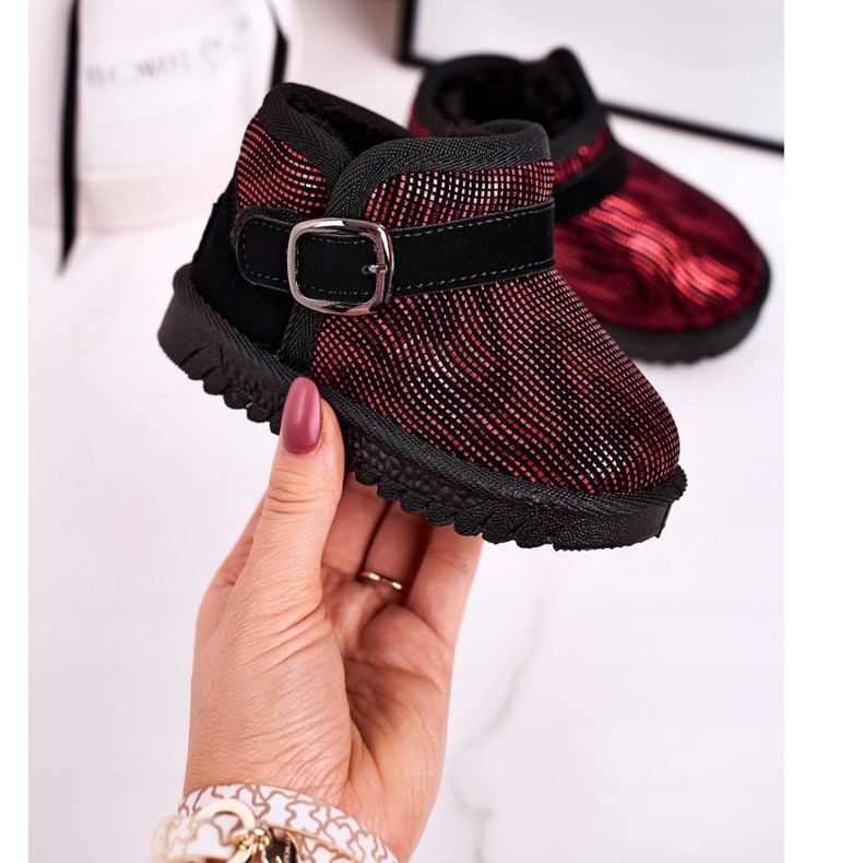 Maiqi Bottes De Neige Enfant Avec Fourrure Rouge Noir Dreamy 1