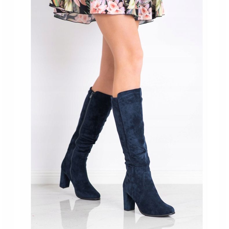 Sabatina Bottes en daim bleu marine 1