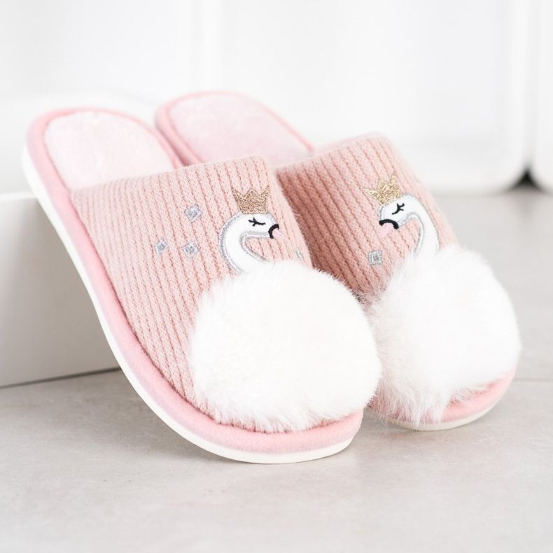 Bona Chaussons Chauds Avec Application blanc rose 1