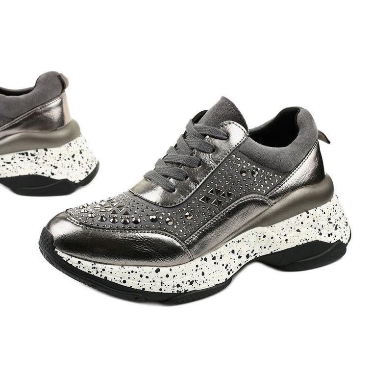 Baskets grises en éco-cuir-daim Quijor 1