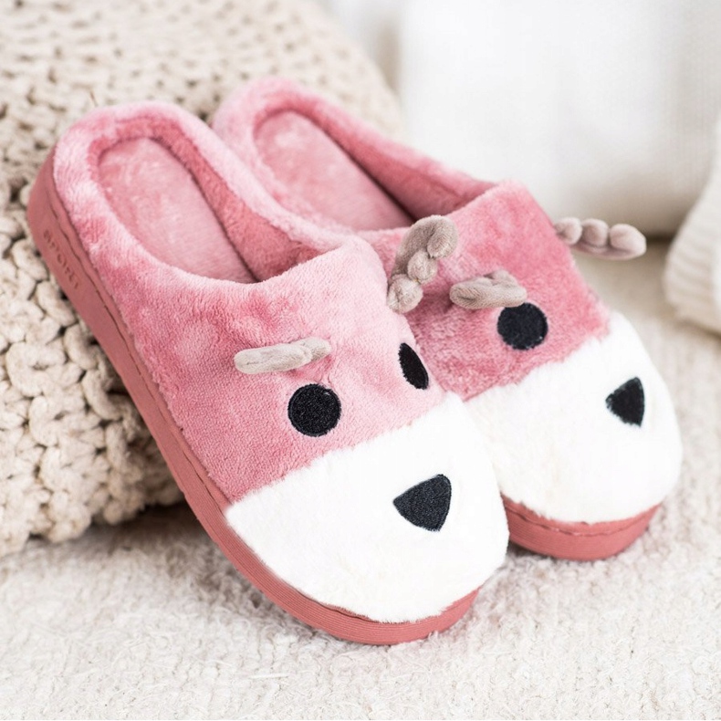 Bona Chaussons de renne beige blanc rose 1