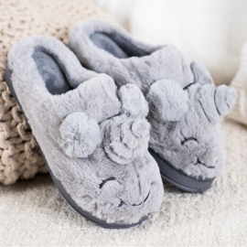 Bona Chaussons licorne femme gris 1 Bona Chaussons licorne femme gris 1