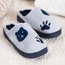 Bona Chaussons chauds bleu marine gris 1
