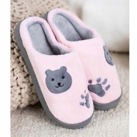 Bona Chaussons chauds à enfiler Teddy Bear rose gris 1 Bona Chaussons chauds à enfiler Teddy Bear rose gris 1