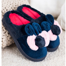 Bona Chaussons Bleu Marine Avec Dommages rose 1
