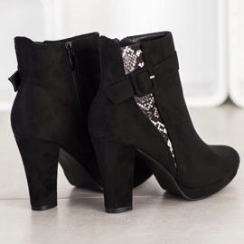 SHELOVET Bottes à talons hauts et imprimé serpent noir gris 1