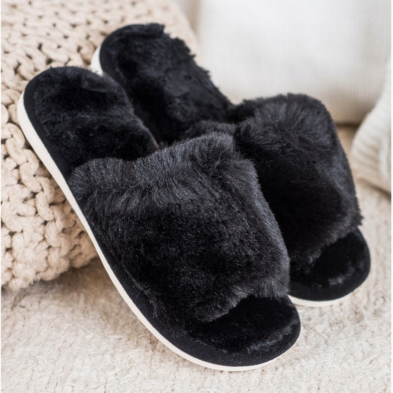 Bona Pantoufles Avec Fourrure noir 1