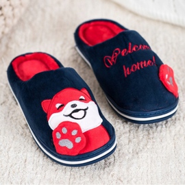 Bona Pantoufles Welcome Home blanc rouge bleu marine 1