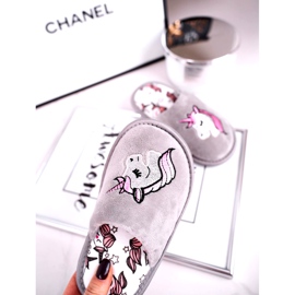 Chaussons Enfant Gris Licorne Avec Licorne rose argent 2 Chaussons Enfant Gris Licorne Avec Licorne rose argent 2