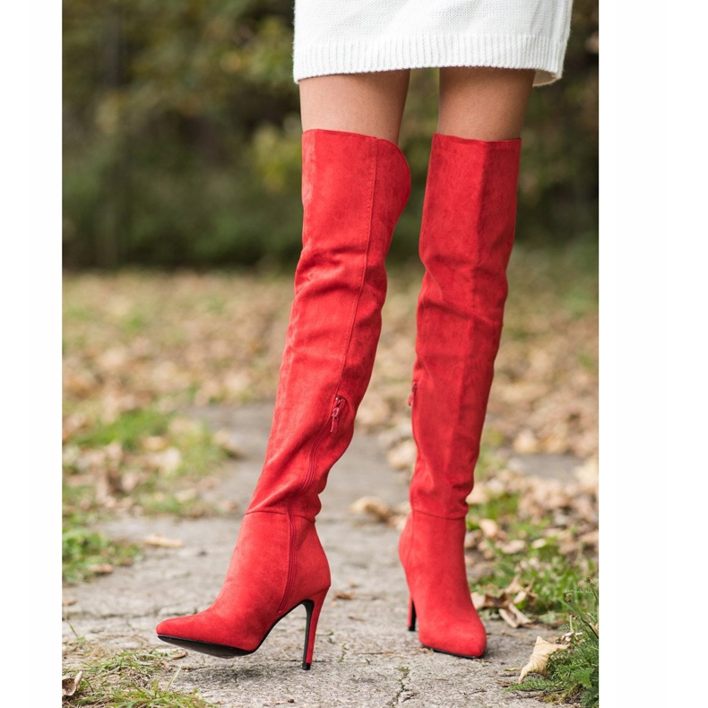 Small Swan Bottes sexy à talons hauts rouge 1 Small Swan Bottes sexy à talons hauts rouge 1