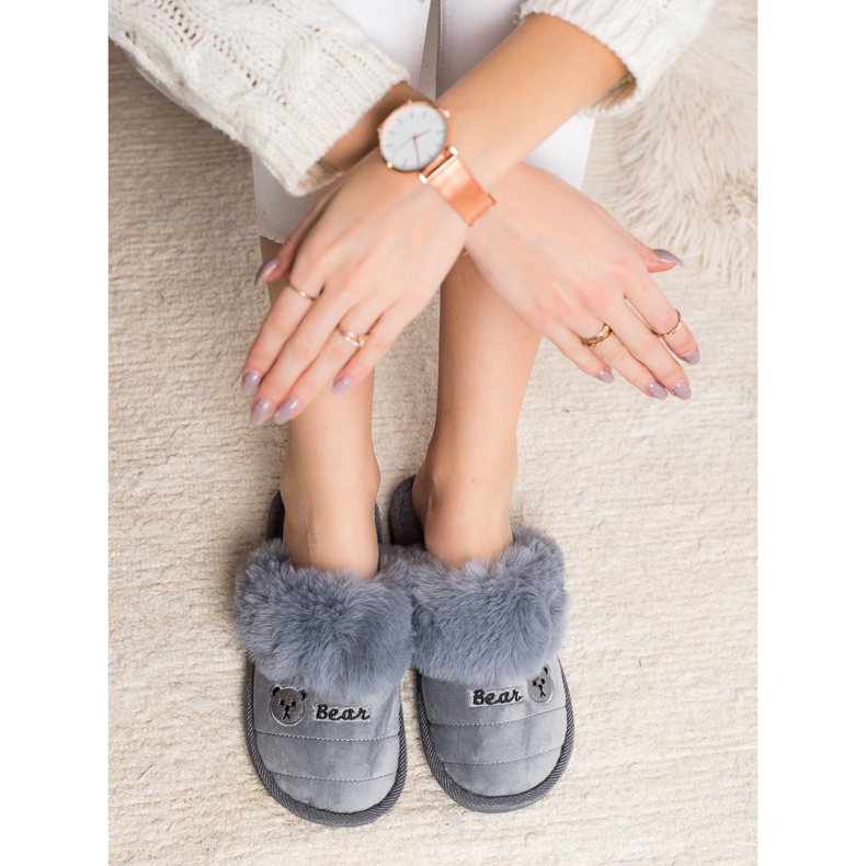 Bona Pantoufles Avec Fourrure D'ours gris 1