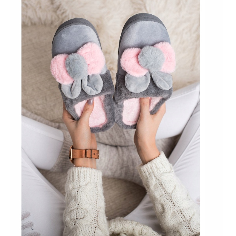 Bona Chaussons Gris Avec Dommages rose 2 Bona Chaussons Gris Avec Dommages rose 2