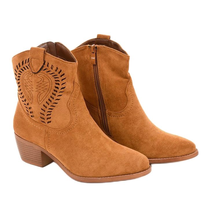 Bottes de cowboy en daim marron avec une fermeture éclair Allocation brun 1