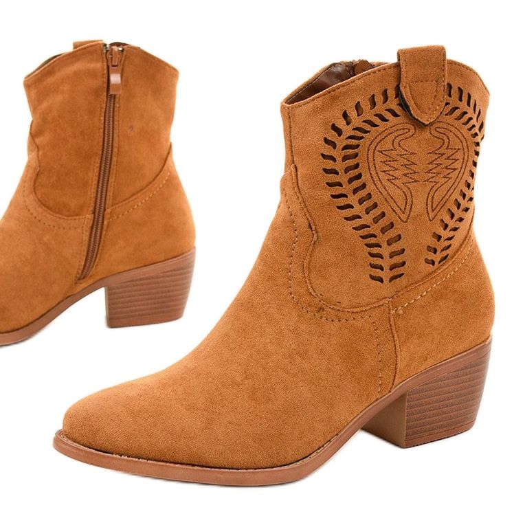Bottes de cowboy en daim marron avec une fermeture éclair Allocation brun 2