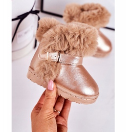 FRROCK Bottes de neige chaudes pour enfants avec fourrure Rose Gold JellyBeans 2