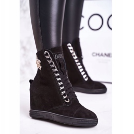 Baskets en daim pour femmes BOOCI 2222/066 / s Silver Chain Noir le noir 1