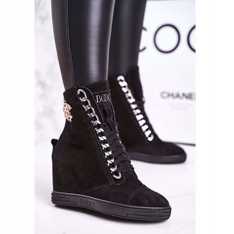 Baskets en daim pour femmes BOOCI 2222/066 / s Silver Chain Noir 1