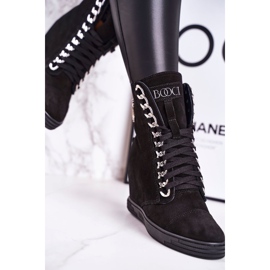 Baskets en daim pour femmes BOOCI 2222/066 / s Silver Chain Noir le noir 5