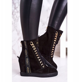 Baskets Femme En Daim Avec Ruban BOOCI 2222/543 / z Noir le noir 3
