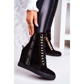 Baskets Femme En Daim Avec Ruban BOOCI 2222/543 / z Noir le noir 4