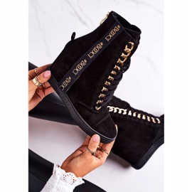 Baskets Femme En Daim Avec Ruban BOOCI 2222/543 / z Noir le noir 5
