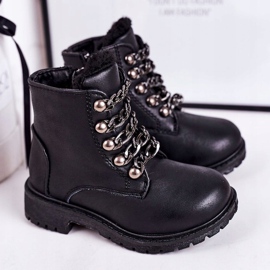 Chaîne en cuir écologique isolée Trappers pour enfants Noir Rock &amp; Roll 1