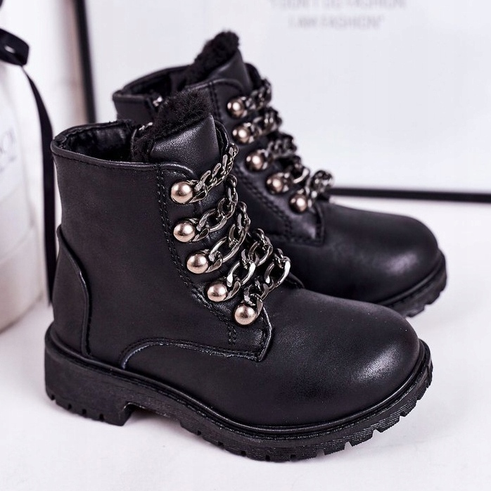 Chaîne en cuir écologique isolée Trappers pour enfants Noir Rock &amp; Roll le noir 1