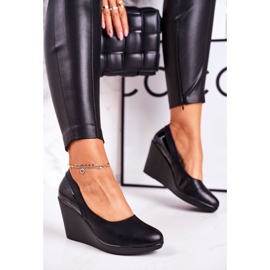 J.STAR But Escarpins Compensés Classiques Femme Laqué Noir Ivonne 1