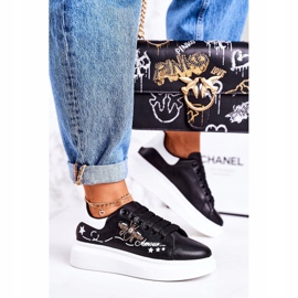 Chaussures de sport pour femmes Sneakers avec une mouche Black Amour noir 1