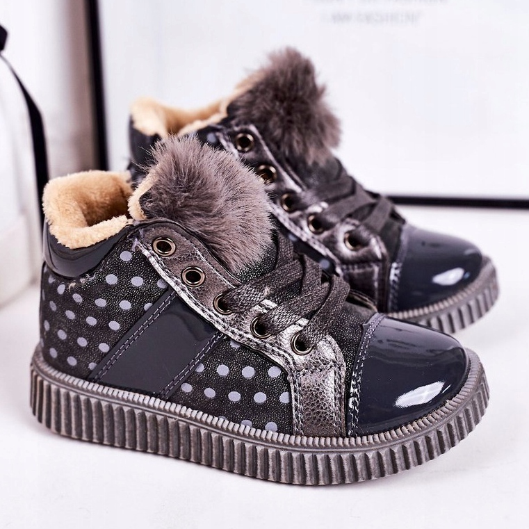 PL1 Baskets Bottines Chaudes Enfant à Pois Gris Anastasia 1 PL1 Baskets Bottines Chaudes Enfant à Pois Gris Anastasia 1