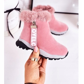 Linshi Bottes de neige chaudes pour enfants avec fourrure Rose Love-Love 2