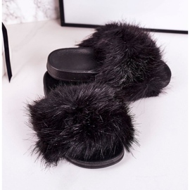 PS1 Pantoufles Enfant Fashionista Noires en Fourrure 1