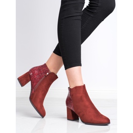 M.Daszyński Boots bordeaux à motif brun rouge 4