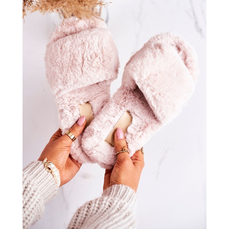 FRJ Chaussons Fourrure Femme Beige Cold Days 2