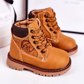 Linshi Bottes Chaudes Enfant Trappeurs Sur Semelle Caoutchouc Caramel Bobby brun jaune 1