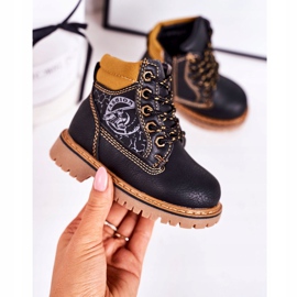 PL1 Bottes Chaudes Enfants Trappeurs Sur Semelle Bobby Caoutchouc Noir orange 2