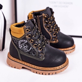 PL1 Bottes Chaudes Enfants Trappeurs Sur Semelle Bobby Caoutchouc Noir orange 1