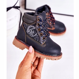 PL1 Bottes Chaudes Enfant Trappeurs Sur Semelle Caoutchouc Bleu Marine Bobby orange 2