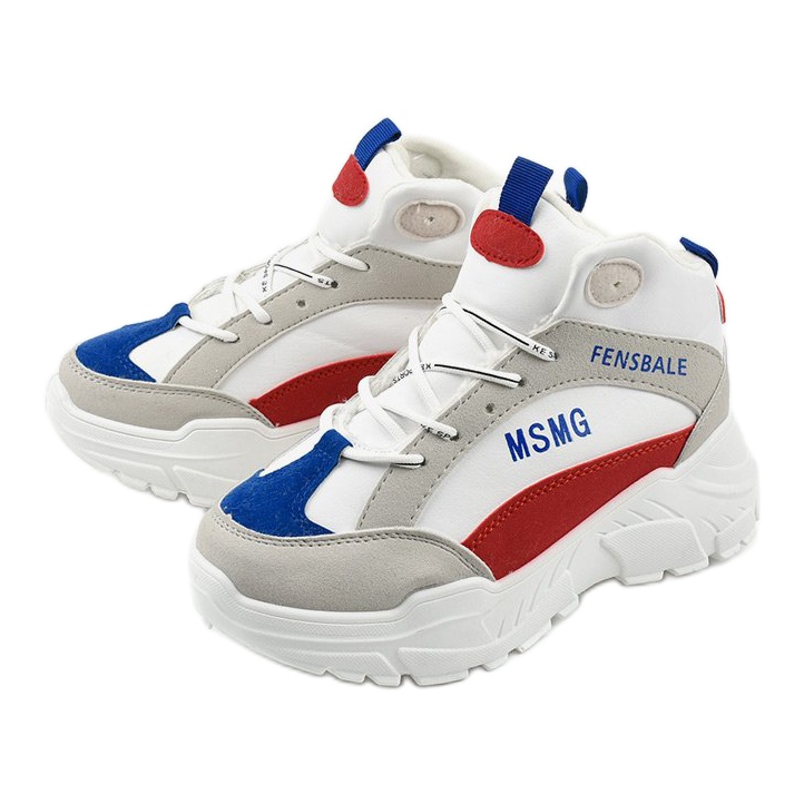 Baskets blanches, baskets en denim isolées multicolore 2